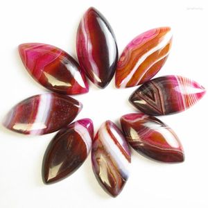 Charms 5st 20x40mm platt bakre ädelsten pärla palmröda ränder agater markerar hytt cabochon sten för kvinnor smycken tillverkning