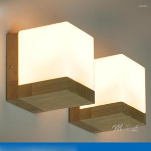 Wandlampen Moderne Holzbirnenlampe LED Nordic Glas Badezimmer Schlafzimmer