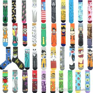 Novas meias de anime de algodão com padrão de desenhos animados para homens e mulheres meias retas para casal manga média 38 cm
