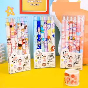 Pennor 36 datorer/Lot Cartoon Animal Erasable Gel Pen Set Söt 0,5 mm svart bläck Signatur Pennor PRESIDAL PRESOMSKOTERSKOLA SPOLE SERIONALS