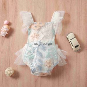 Set di abbigliamento Citgeett Summer Infant Baby Girls Body ricamato motivo floreale senza maniche patchwork senza schienale vestiti tuta J230630