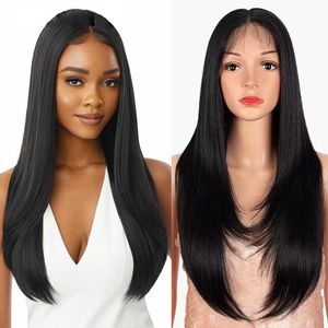 26インチストレートレースフロントウィッグ180％密度レース前面ウィッグベビーヘアの自然な色の女性のための