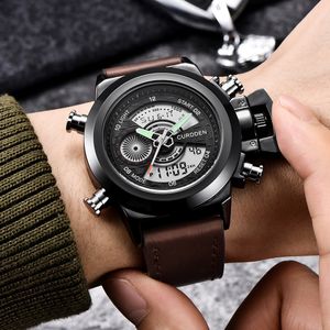 Wristwatches Brand Watches Mens Fashion Leather Band Luxury Watch Male Unique Designer Dual Time Watches Relojes Lujo Marcas Men 230630