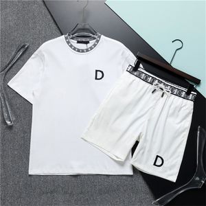 Summer Fashion Men and Womens Shorts Tracksuit Set Short Sleeve 100% Cotton Grey T Shirt Shorts Print Man Set Men's Brand Clothing R13