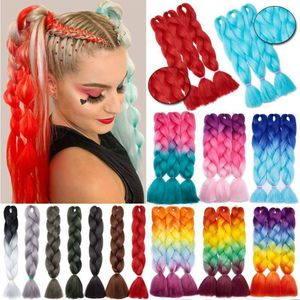 Synthetic Wigs Lihui 24" Synthetic Braiding Ombre Packs Jumbo Braid For Women Wholesale DIY Hairstyle Blue Grey 230629