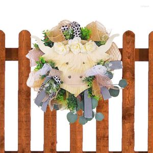 Декоративные цветы Highland Cow Wreaths for Front Door Spring Cattle Flower All Seasons Outdoor Indoor Garland