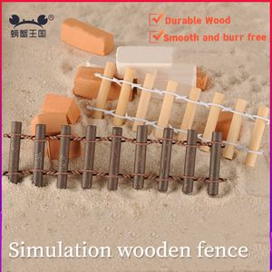 Doll House Accessories 4pcs Doll House Wooden Fence Model Train Layout DIY Micro Landscape Farm Garden Scenery Diorama Accessories 230629