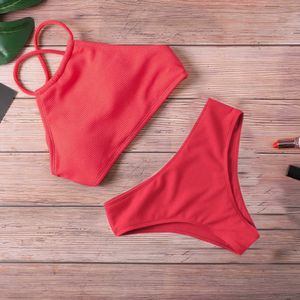 Kvinnors badkläder Bikini 2020 Sexiga kvinnor badkläder Bikini Push Up Swimsuit Solid Beachwear Bathing Suit Thong Biquini Bikini Set