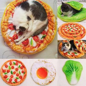 Cat Beds Pet Round Bed Mat And Blanket 2 Style Padded Sleeping Cats Keep Warm Winter Creative Pattern Plush Quilt Pets Supplies