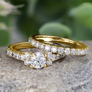 Klaster Pierścienie Caoshi podwójny stabilny palec Fashe Feale Luksusowe obrączki weselne Biżuteria Genialne akcesoria z cyrkonu do zaręczyn