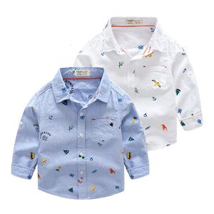 Kids Shirts Spring Summer Kids Floral Shirt Long Sleeved Cotton Boys Shirt 2-7 Yrs Childrens Clothing for Spring Autumn 230628