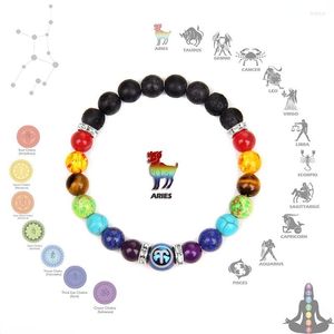 Link Bracciali 7 Chakra 12Constellation Bracciale Uomo Donna Natural Crystal Healing Anxiety Jewellery Mandala Yoga Meditation Gift