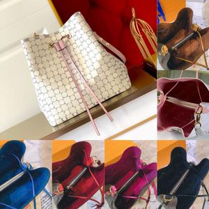 Frauen Designer Tasche NEONOE Eimer Umhängetaschen Blumengitter Geldbörsen Luxus Tote Marke Brief Echtes Leder Handtaschen Umhängetasche