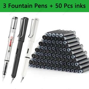 Fountain Pens 53 Pcs Kawaii Pen Replaceable Ink Set BlackBlueRed ink EF 038mm School Office Supplies Stationery for Writing 230630