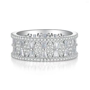 Cluster Rings 2023 Personality Fashion Hit Product 925 Silver Row Diamond Ring Feminino Full Ladder Square Micro-set