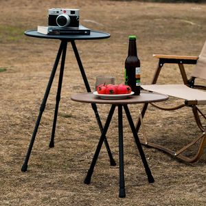 Camp Furniture Outdoor Camping Kleiner runder Tisch Tragbare Teleskope Klappbare Dreieckshalterung Tische Aluminiumlegierung Wanderung Picknick Anhebbar