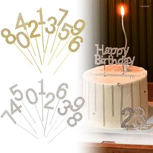 Forniture festive Glitter lega strass numero cake topper oro argento tempestato di diamanti digitale 0-9 compleanno Baby Shower Party Decor