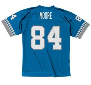 Zszywana koszulka piłkarska 20 Barry Sanders 1993 60th 1996 84 Herman Moore 1996 Blue Mesh Retro Rugby Jerseys Men Men S-6xl