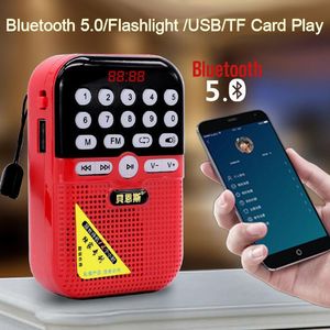 Konnektörler Mini Radyo Taşınabilir FM Radyo Alıcı Kablosuz Bluetooth Hoparlör Aydınlık Düğme El Feneri Destek USB TF Kart Oynatma