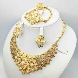 Halskettenohrringe setzen hochwertige italienische goldene Schmuck für Frauen afrikanische Perlen -Modearmband