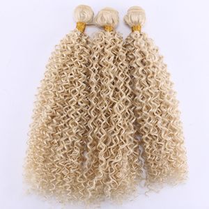 Parrucche di pizzo Masse di capelli 100 GramPiece Brasiliano Afro Crespo Fasci di tessuto riccio Colore 613 Sintetico ad alta temperatura s per le donne 230629