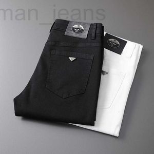 Men's Jeans designer Spring/Summer European High end White for Men Slim Fit, Elastic Feet, Versatile Casual Long Pants CLBK