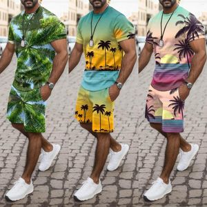 Herren-Trainingsanzüge, hawaiianisches T-Shirt, Freizeitanzug, Sommer-Kurzarm-Shorts, ein Set aus Streetwear-Strandhosen mit T-Shirt, einfach für Männer