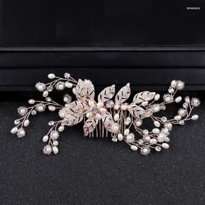 Hair Clips TUANMING Crystal Bride Combs Handmade Pearl Rhinestone Stick Gold Wedding Jewelry Bridal Starry Party Accessories