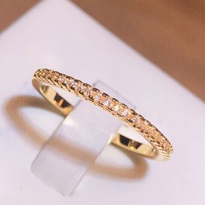 Новое креативное однорядное кольцо с цирконом из желтого золота, полное кристаллов циркона, кольцо с микробриллиантовым кольцом, кольцо для пары, подарок на вечеринку, день рождения
