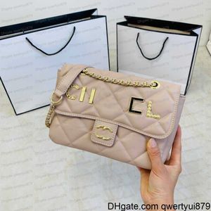 2023 new summer women's Fashion diamond check embroidery line small fragrance English letter crossbody bag goldern chain shoulder bag casual handbag qwertyui879