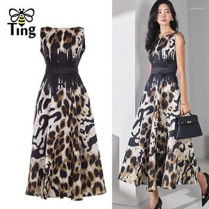 Casual Kleider Tingfly Frauen Designer Mode Leopard A Linie Midi Lange Party Dame Vintage Elegante Ballkleider Sommer Chic Elbise zaful