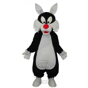 Formato adulto Bianco Nero Lupo Mascotte Costume adulto Festa di compleanno Tema del fumetto vestito operato Annuncio Abbigliamento