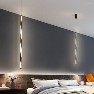 Pendant Lamps Minimalist Bedroom Bedside Light Modern Living Room TV Wall LED Lamp Geometry Line Strip Hanging FixtCD