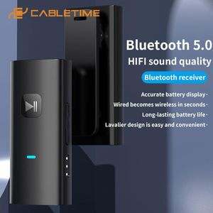 Connectors Cabletime Wireless Receiver Bluetooth 5.0 Aux Long Battery Plug and Play for Mobile Phone Headset Car Stereo Back Clip Bl13