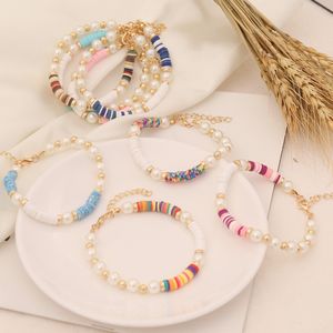 Bohemian Style Colorful Polymer Clay Beads Strands Bracelet Men Women Elastic Jewelry for Gift
