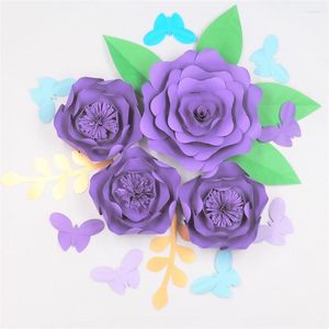 Fiori decorativi 2023 Set di 4 carta gigante 6 foglie 8 farfalle Fondali per matrimoni Centro commerciale Decorazioni per la cameretta dei bambini Formati misti