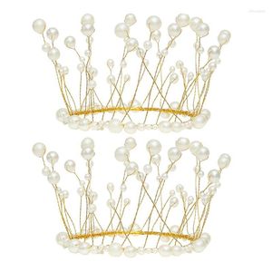 Hair Clips & Barrettes 2pcs Kids Cake Crown Charming Topper Pearl Birthday DecorationHair