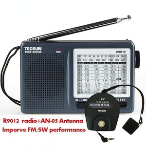 Rádio r9012 am/fm/sw 12 bandas de alta sensibilidade rádio de ondas curtas receptor portátil com antena externa an05 rádio multibanda