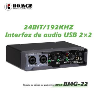 Guitar Bomge USB -ljudgränssnitt med XLR Phantom Power Direct Monitoring Loopback för PC -inspelning Streaming Guitarist Vocalist