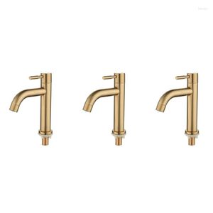 Rubinetti Lavandino Bagno 3X Spazzola Oro Singolo Rubinetto Lavabo Freddo 304 Miscelatore Materiale Rubinetto Lavaggio Acqua-A