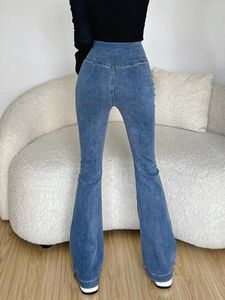 Jeans da donna Vintage Slim Fit WOMENGAGA Vita alta Design sfilacciato Wrap Hip Show Leg Pantaloni lunghi a ferro di cavallo EWHT