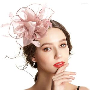 Headpieces Women Fascinator Headband Cocktail Head Flower Mesh Feather Wedding Tea Party