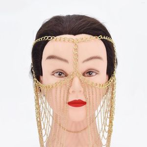Hair Clips Punk Metal Tassel Chain Face Party Jewelry Women's Headband Mask Decoration Dance Costume Accessories