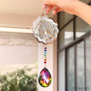 Altro Home Decor Chakra Campanelli eolici di cristallo Prisma solare Albero della vita in metallo Appeso Lampada a sospensione Home Wedding Garden Decor R230630