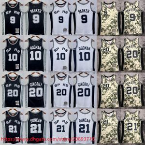 Mitchell and Ness 1998-99 Basketball Tim 21 Duncan Jersey Retro Multi 2013-14 Manu Ginobili Tony Parker Jerseys 1993-94 Black