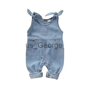 Kläder set Citgeett Summer Baby Denim Jumpsuit Romper ärmlös lekduit övergripande nyfödda pojke girka söta kläder J230630