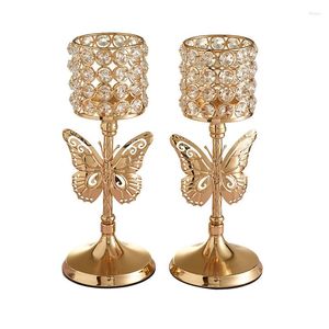 Candle Holders Crystal Lantern Gold Candelabra Candlestick Butterfly Decor Dekoracja ślubna