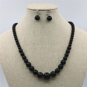 Halskette Ohrringe Set 6-14mm Zubehör Natürliche schwarze Muschelperlen Turmkette Earbob Sets Mädchen Weihnachtsgeschenke Schmuckherstellung Stre22