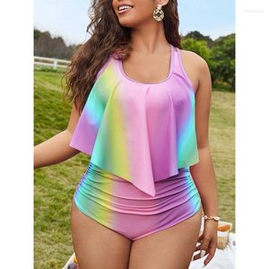 Kadın mayo 2023 mayo kadın artı boyutu kadın fırfırlı yıkananlar mayo mayo yaz Beachwear Tankini için tombul