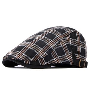 Summer Plaid Berets Hat Men Gatsby Newsboy Cap Women Vintage Thin Flat Cabbie Ivy Cap Golf Driving Painter Hat Buckle Adjustable